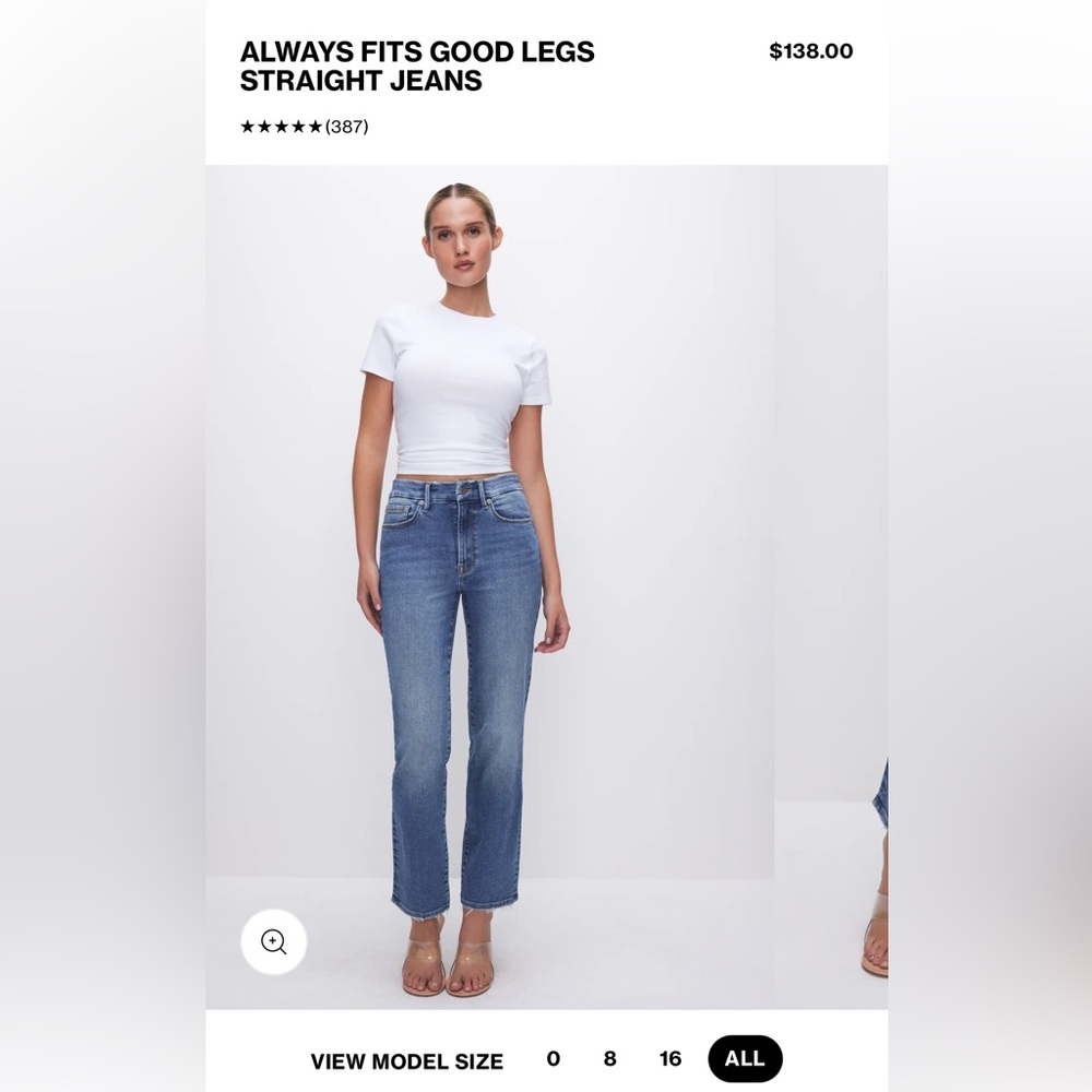 EUC Good American always fits good legs straight 00-4 Indigo